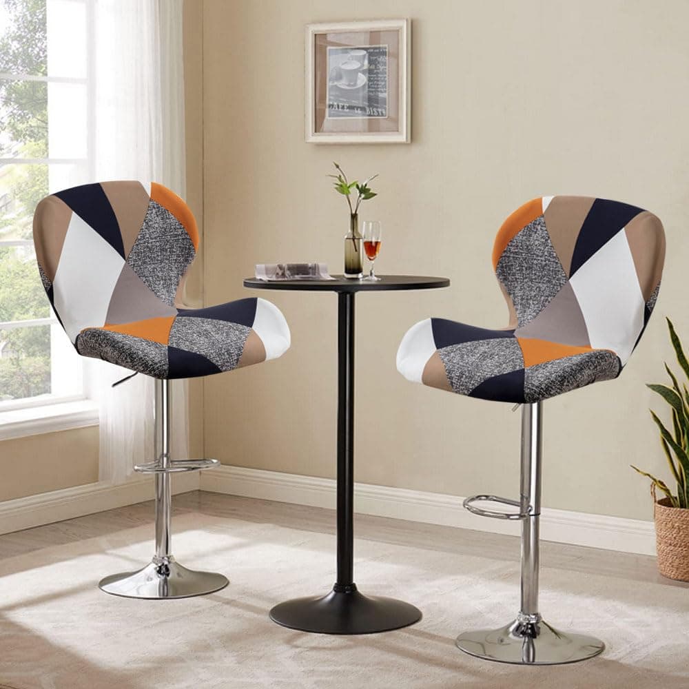 Bifaunvogel Counter Height Bar Stool Covers with Back Stretch Printed Kitchen Swivel Stools Slipcovers Curved Short Shell Back Barstools Covers for Dining Living Room and Bistro Pub 2 Pack #17 thumbnail 2
