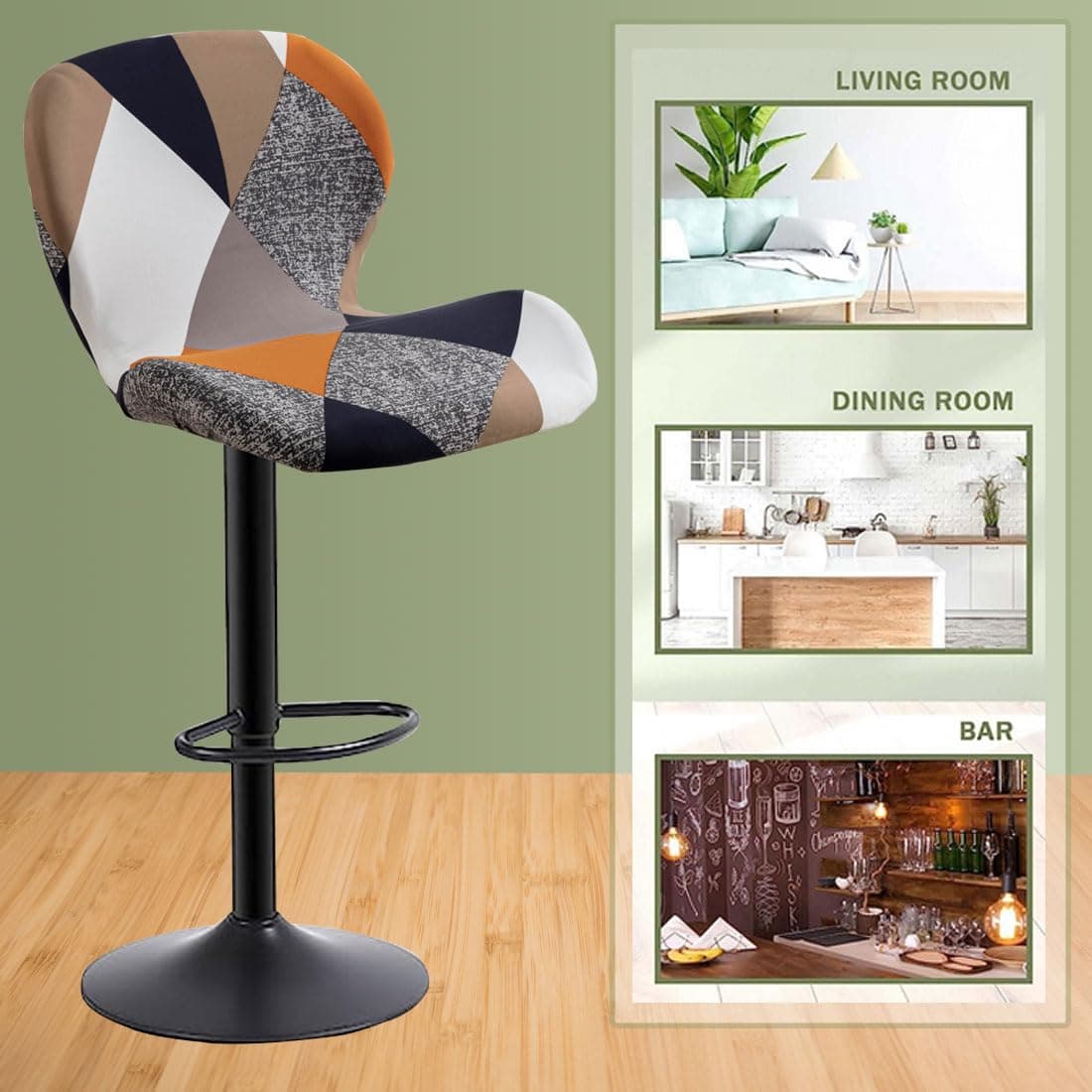 Bifaunvogel Counter Height Bar Stool Covers with Back Stretch Printed Kitchen Swivel Stools Slipcovers Curved Short Shell Back Barstools Covers for Dining Living Room and Bistro Pub 2 Pack #17 thumbnail 5