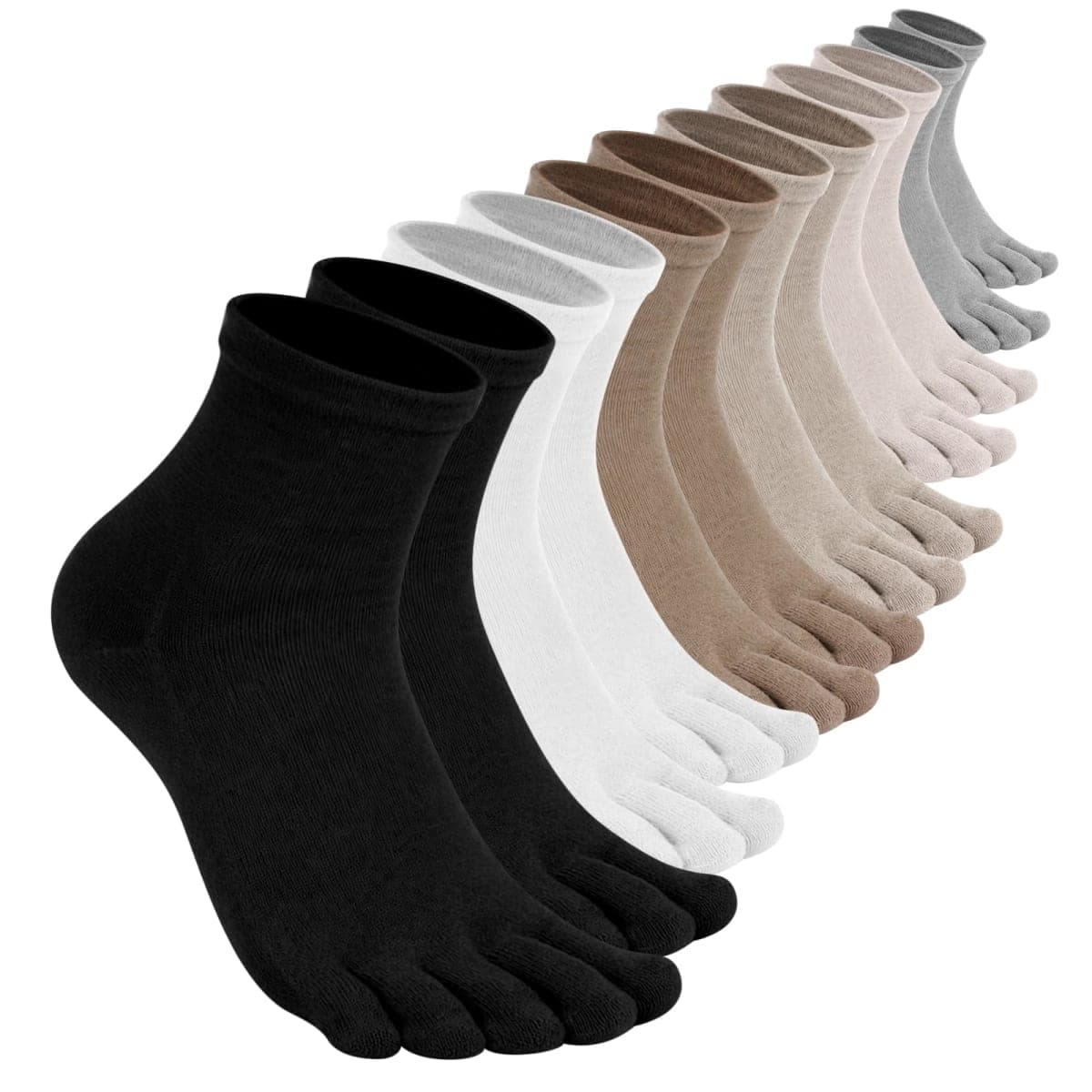 Zoooyawn 6 Pairs Women's Linen Toe Socks Linen Socks Finger Stocking Breathable Moisture Wicking Yoga Running Trainer, Black, White, Gray Linen, Natural Color, Dark Linen, Light Linen, One Size — image 1