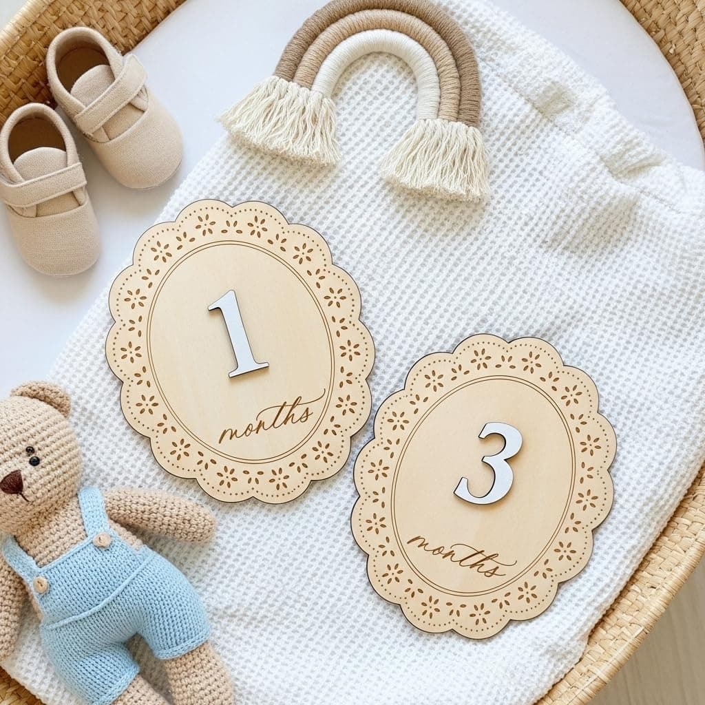 Baby Girl Monthly Milestone Signs, 1-12 Monthly Baby Milestone Girl, Newborn Photography Props Double-Sided, Nursery Decor for Girls (M03) thumbnail 2