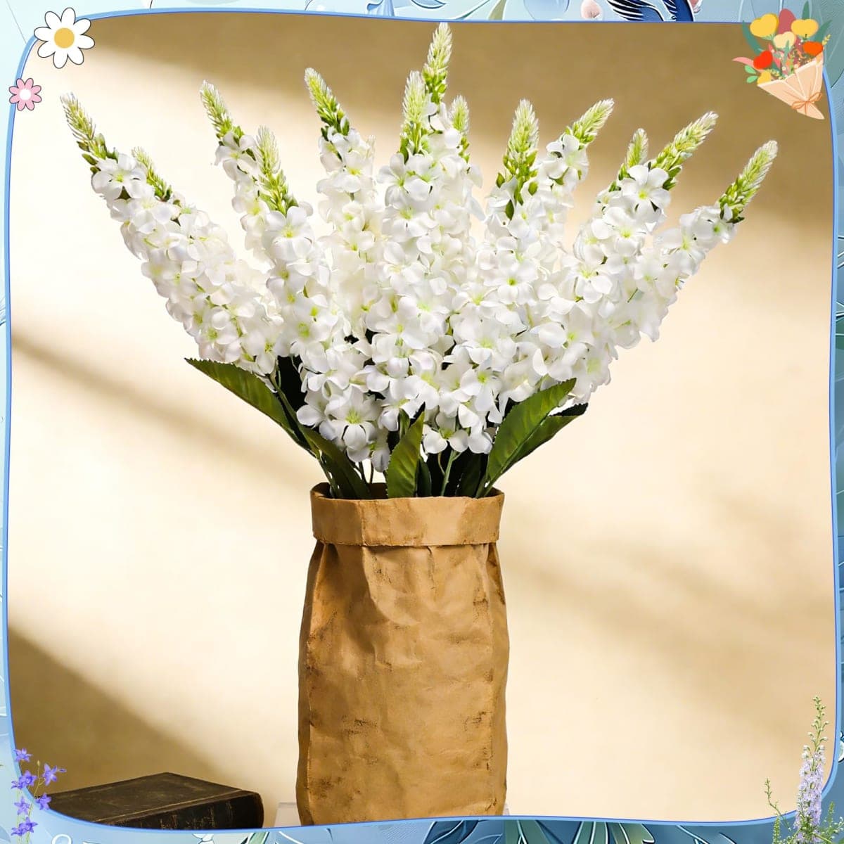 Ovveroche 15 Pcs Delphinium Artificial Flowers for Decoration, 27.5 Inch Long Stem Larkspur Fake Flowers White Faux Silk Bouquets for Tall Vase Wedding Home Decor Floral Arrangements(White) thumbnail 2