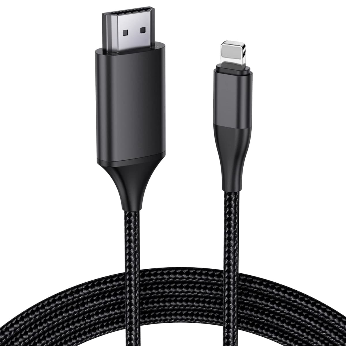 JUCONU HDMI Cable for iPhone, Upgraded 1080P HDTV HDMI Connector Adapter Cable, Digital AV Video Sync Screen Converter Cable Compatible with iPhone/i-Pad devices(2m, Black) — image 1