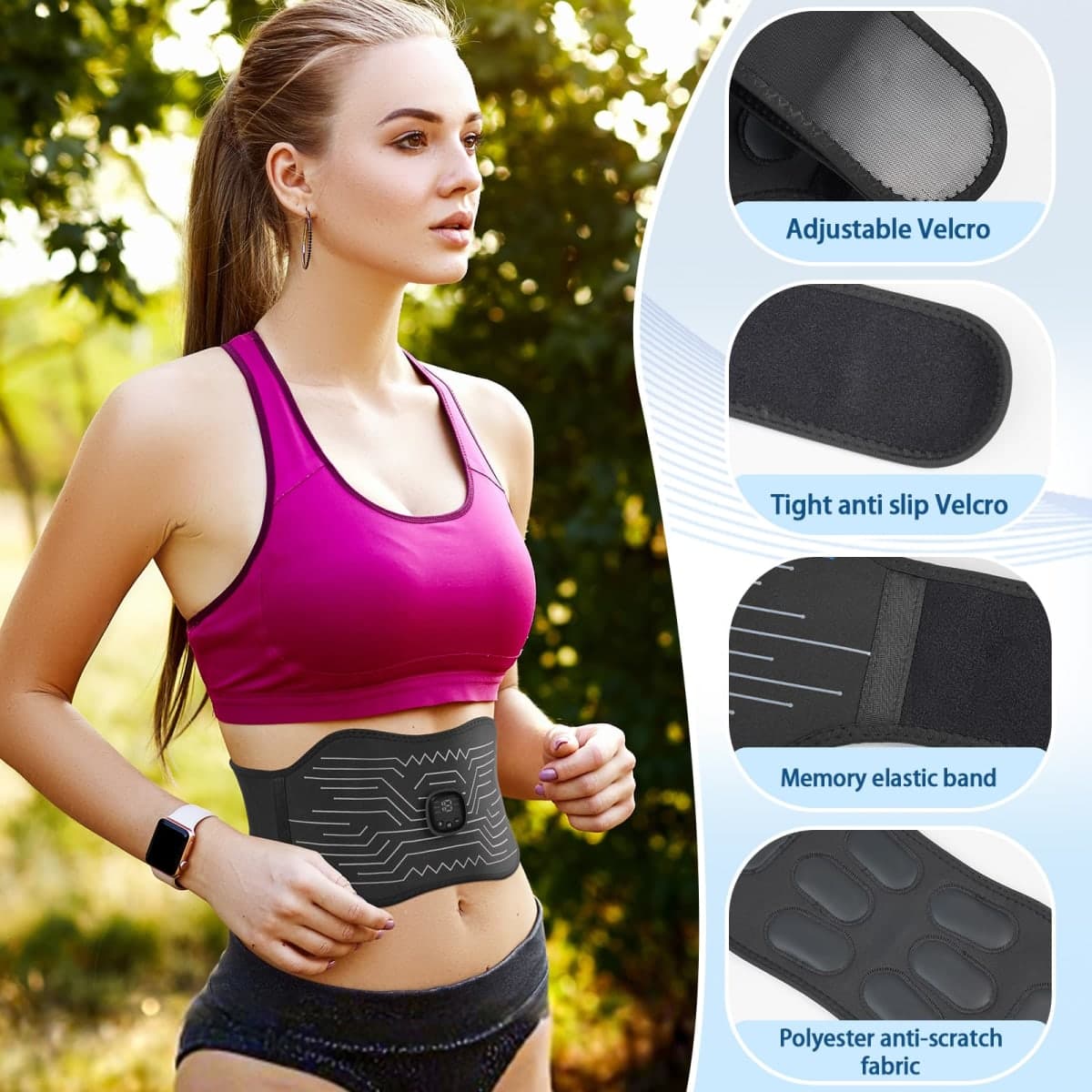 IGAVCPM FDA Cleared, Abs Stimulator Muscle Toner - Abdominal Training Fitness Belt Portable Sport Exercise Workout Equipment (Black White) thumbnail 3