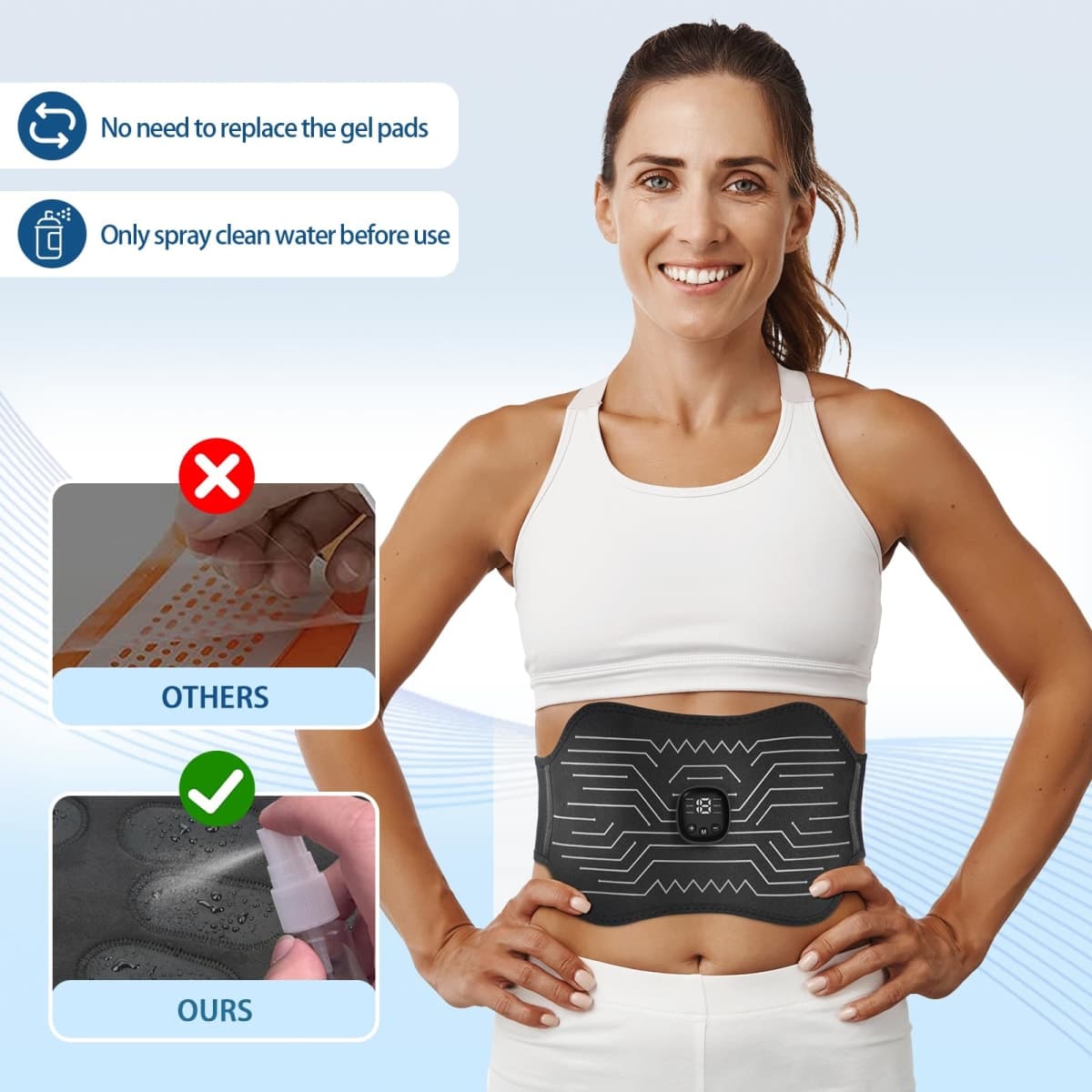 IGAVCPM FDA Cleared, Abs Stimulator Muscle Toner - Abdominal Training Fitness Belt Portable Sport Exercise Workout Equipment (Black White) thumbnail 4