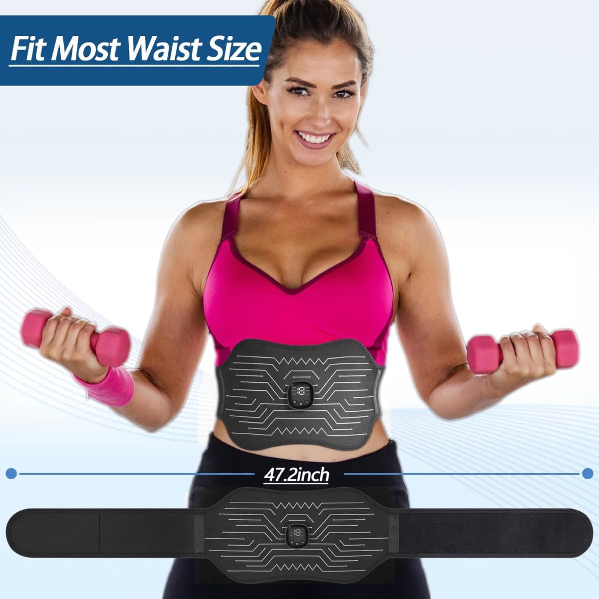 IGAVCPM FDA Cleared, Abs Stimulator Muscle Toner - Abdominal Training Fitness Belt Portable Sport Exercise Workout Equipment (Black White) thumbnail 5
