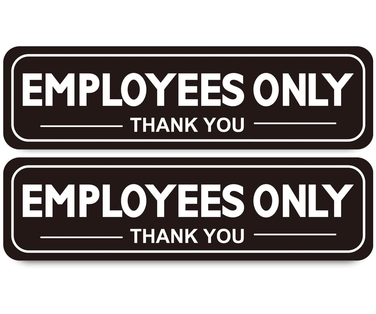 2pcs Employees Only Sign Stickers, Metal like Brushed Silver, 9"x2.5", Back Adhesive, Waterproof and Fade Resistant, Thick Premium Quality Vinyl, for Business Door Wall Signboard Office Store Restroom — image 1