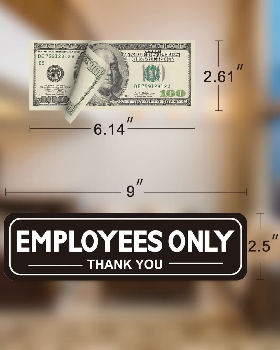 2pcs Employees Only Sign Stickers, Metal like Brushed Silver, 9"x2.5", Back Adhesive, Waterproof and Fade Resistant, Thick Premium Quality Vinyl, for Business Door Wall Signboard Office Store Restroom thumbnail 2