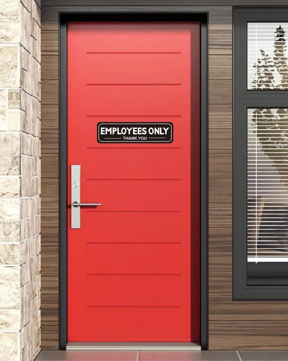 2pcs Employees Only Sign Stickers, Metal like Brushed Silver, 9"x2.5", Back Adhesive, Waterproof and Fade Resistant, Thick Premium Quality Vinyl, for Business Door Wall Signboard Office Store Restroom thumbnail 3