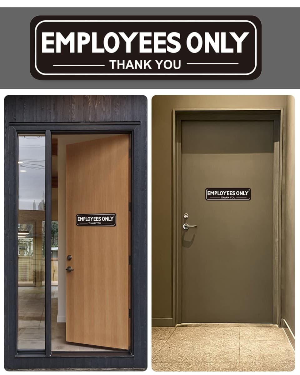 2pcs Employees Only Sign Stickers, Metal like Brushed Silver, 9"x2.5", Back Adhesive, Waterproof and Fade Resistant, Thick Premium Quality Vinyl, for Business Door Wall Signboard Office Store Restroom thumbnail 4