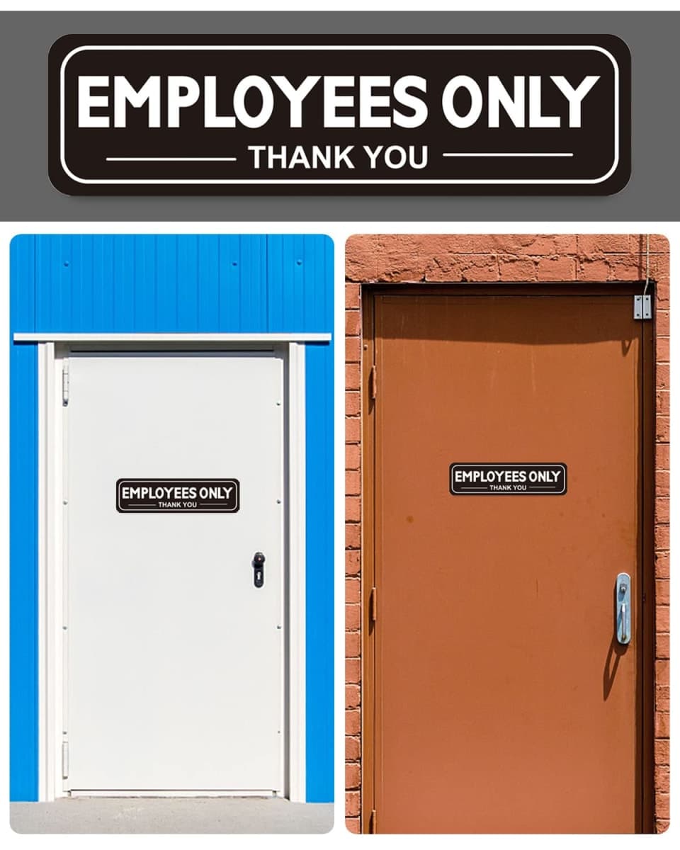 2pcs Employees Only Sign Stickers, Metal like Brushed Silver, 9"x2.5", Back Adhesive, Waterproof and Fade Resistant, Thick Premium Quality Vinyl, for Business Door Wall Signboard Office Store Restroom thumbnail 5
