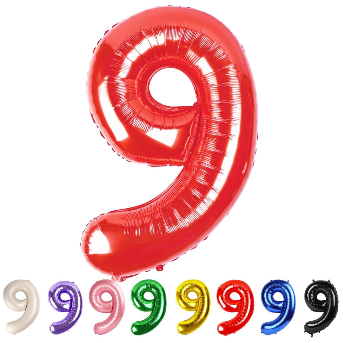 9 Balloon Numbers Party Decorations, 40In Red Balloons for Birthday