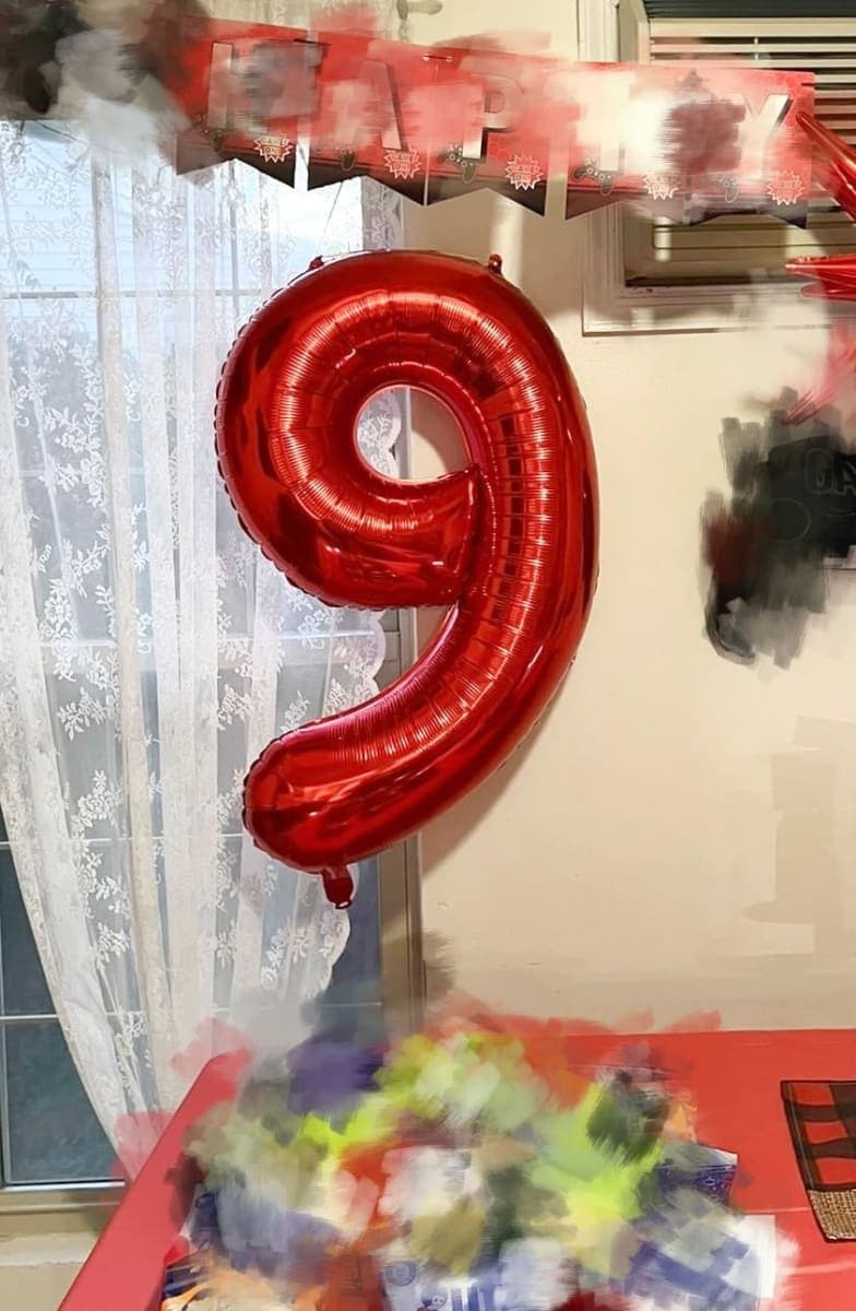 9 Balloon Numbers Party Decorations, 40In Red Balloons for Birthday thumbnail 2