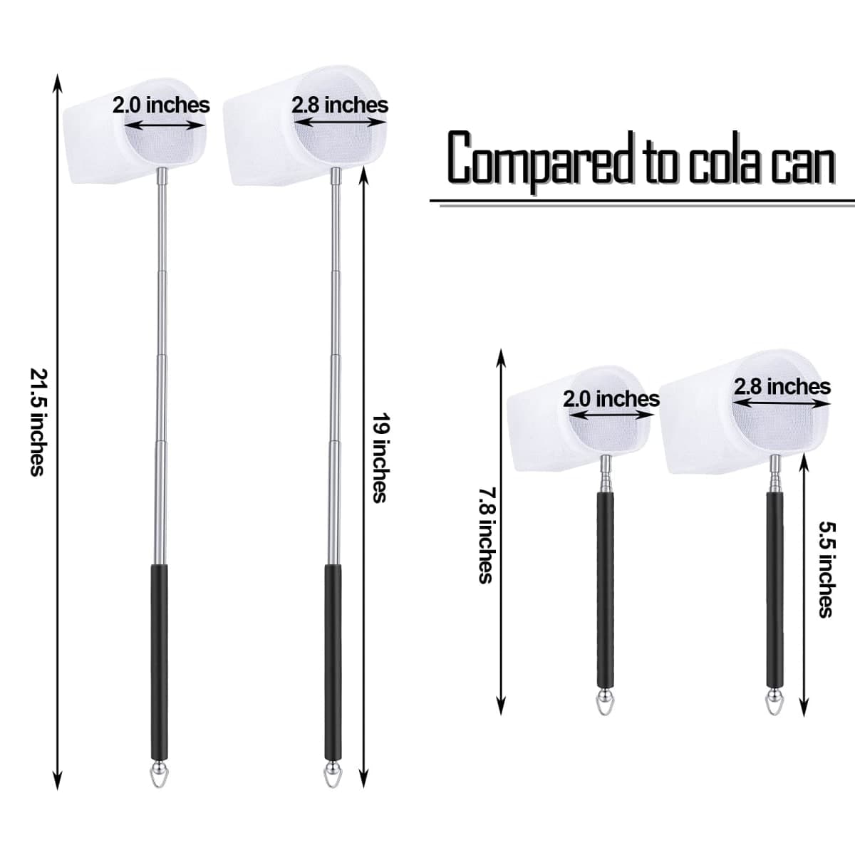 4 Pieces Fish Tank Shrimp Net Extendable Handle Shrimp Net Stainless Steel Small Aquarium Catch Mesh with Adjustable Handle for Aquarium Fish Tank Pond(Black) thumbnail 2