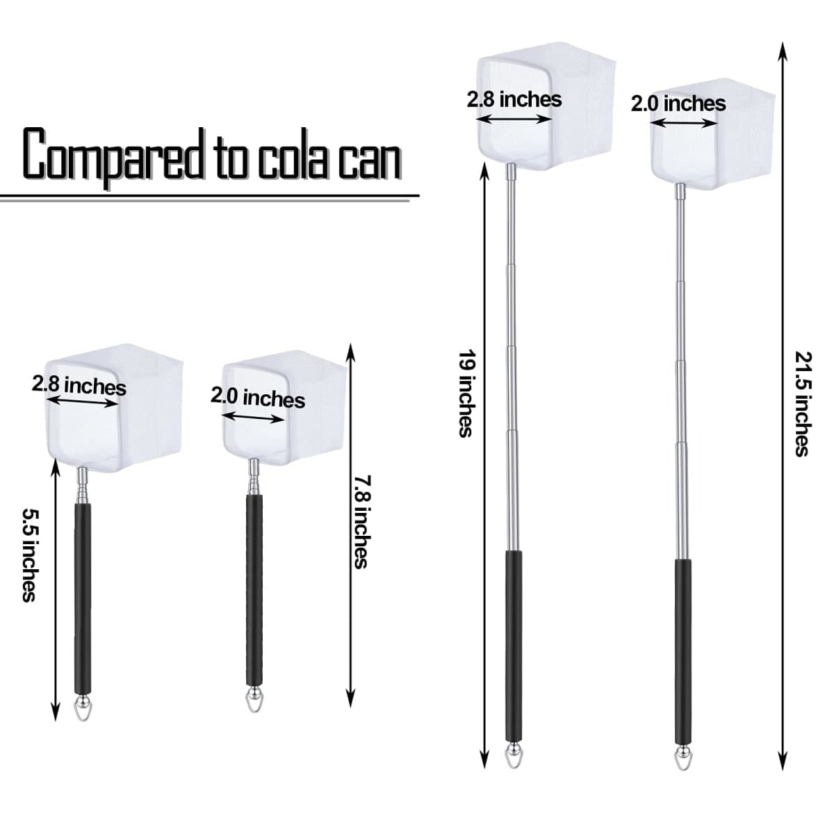 4 Pieces Fish Tank Shrimp Net Extendable Handle Shrimp Net Stainless Steel Small Aquarium Catch Mesh with Adjustable Handle for Aquarium Fish Tank Pond(Black) thumbnail 3