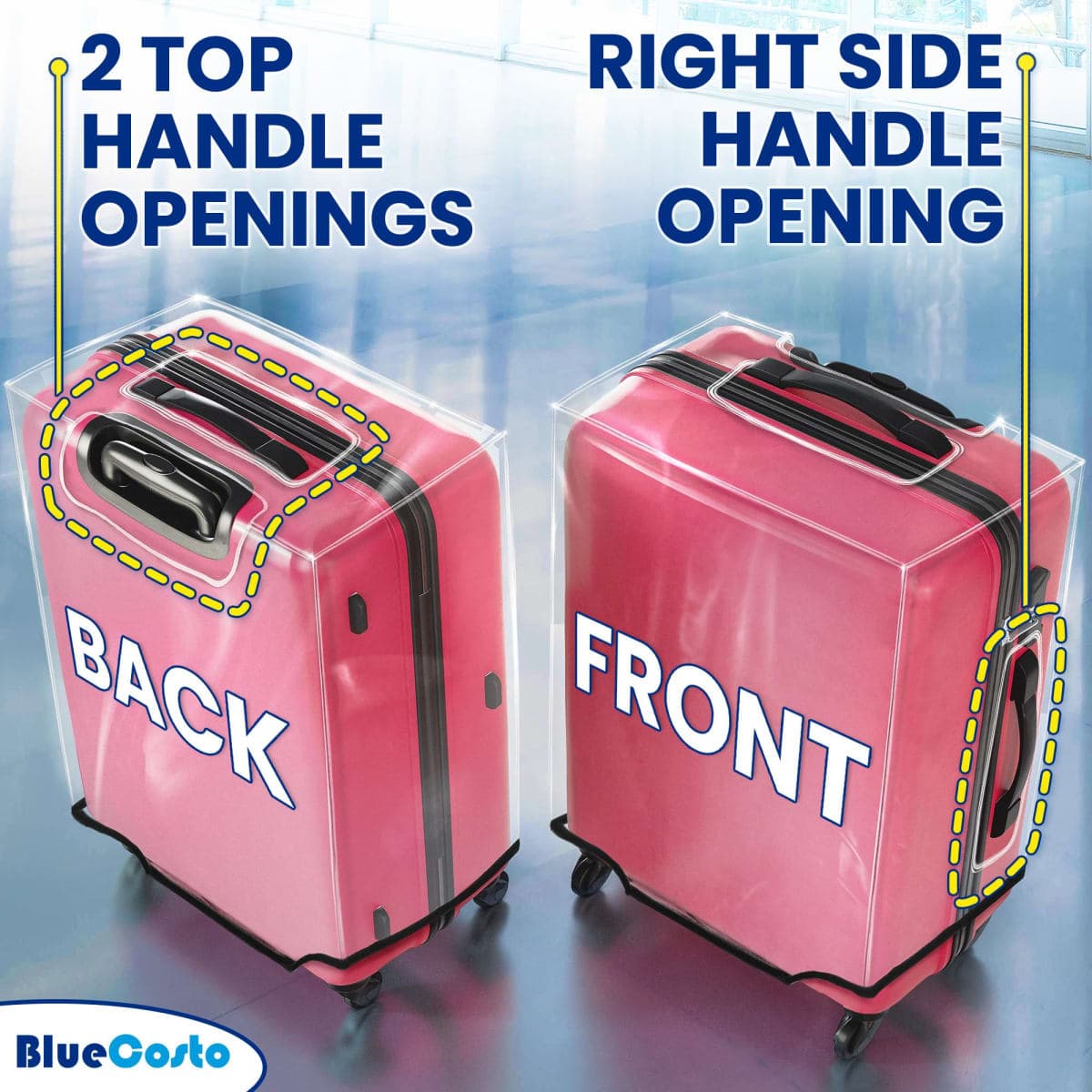 BlueCosto 22" Universal Clear PVC Luggage Cover Protector Suitcase Covers - H: 18.5"-21"; L: 15"-16.5"; W: 9"-10", transparent-22inch, 22inch thumbnail 4