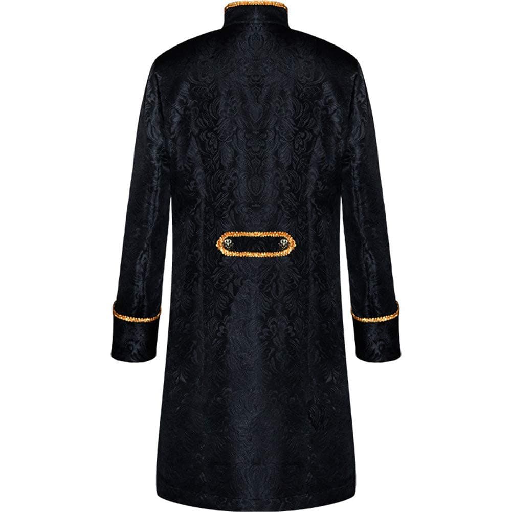 Apocrypha Mens Vintage Tailcoat Jacket Goth Long Steampunk Victorian Frock Coat, Black-rose, Large thumbnail 2