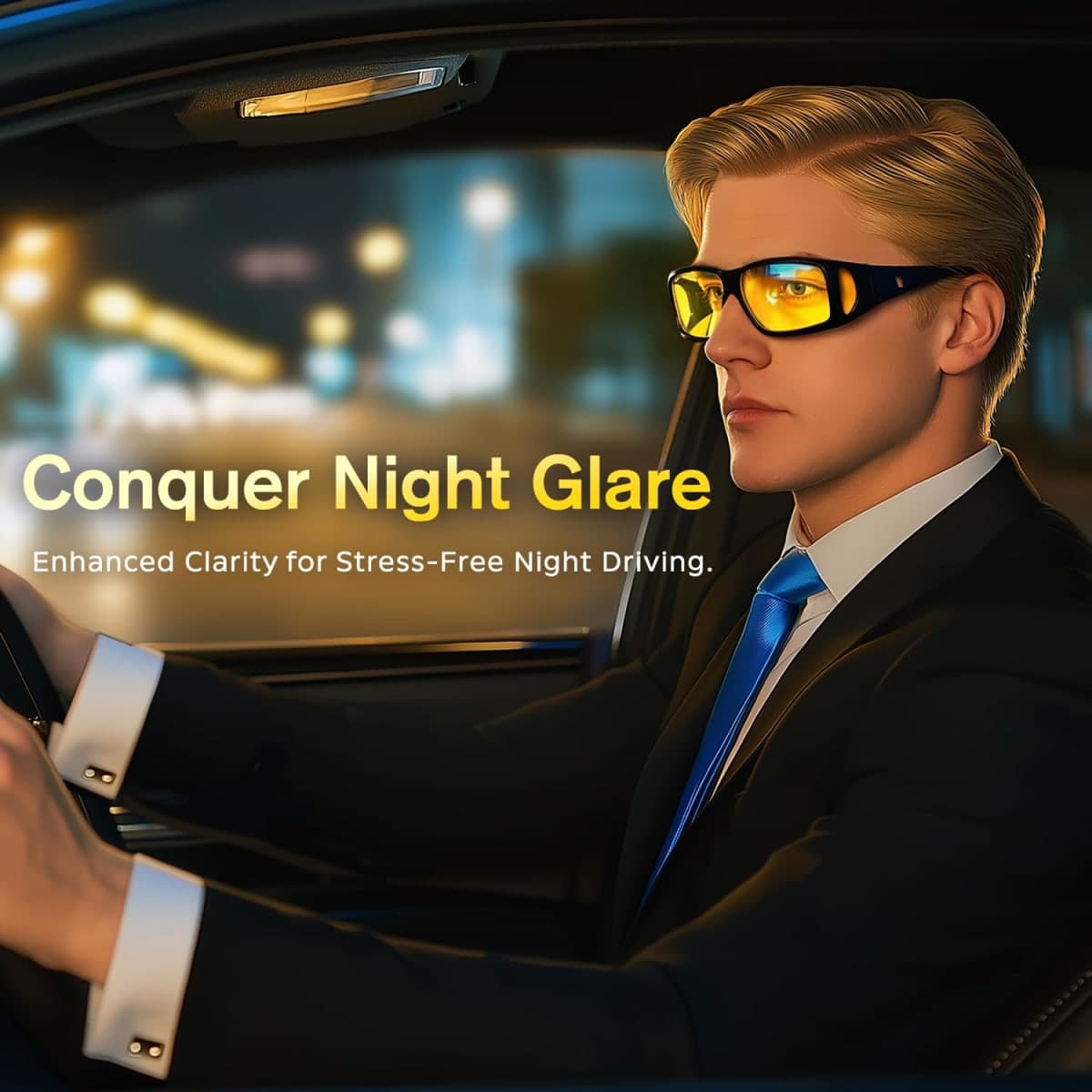 Night Vision Driving Glasses Anti Glare Fit Over Eyewear,HD Polarized Lens thumbnail 2
