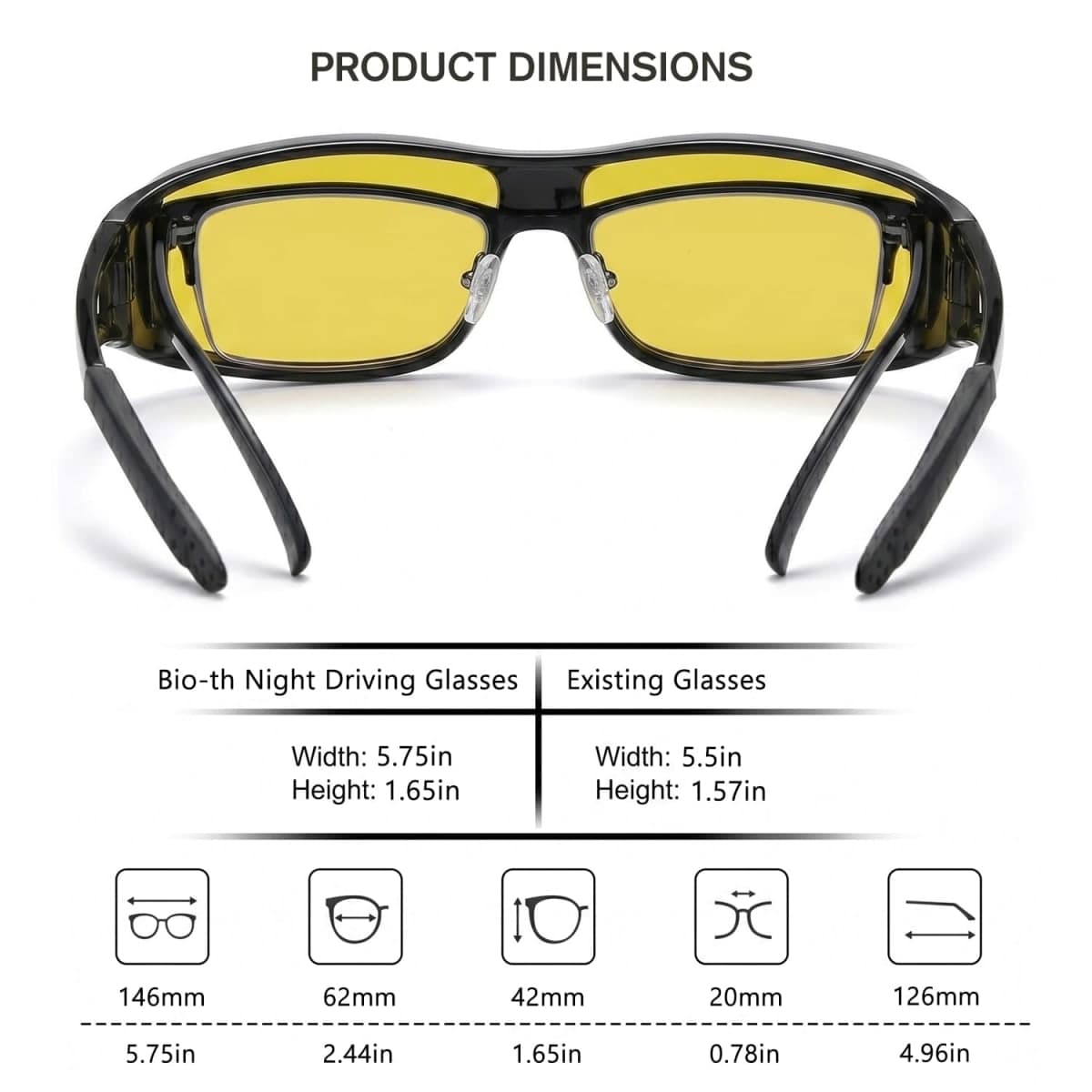 Night Vision Driving Glasses Anti Glare Fit Over Eyewear,HD Polarized Lens thumbnail 5