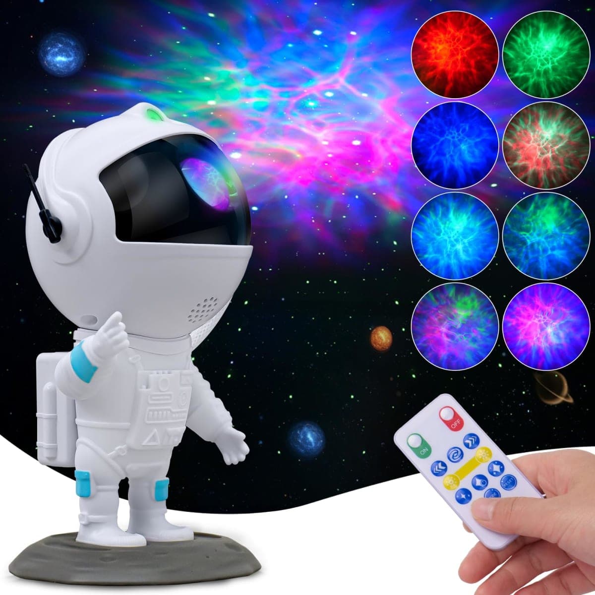 KKUP2U Astronaut Galaxy Projector, Star Projector, Astronaut Light Projector with 8 Colors LED Nebula, Starry Night Light Projector with Remote, Kids Room Decor, Gifts for Kids, Friends, — image 1