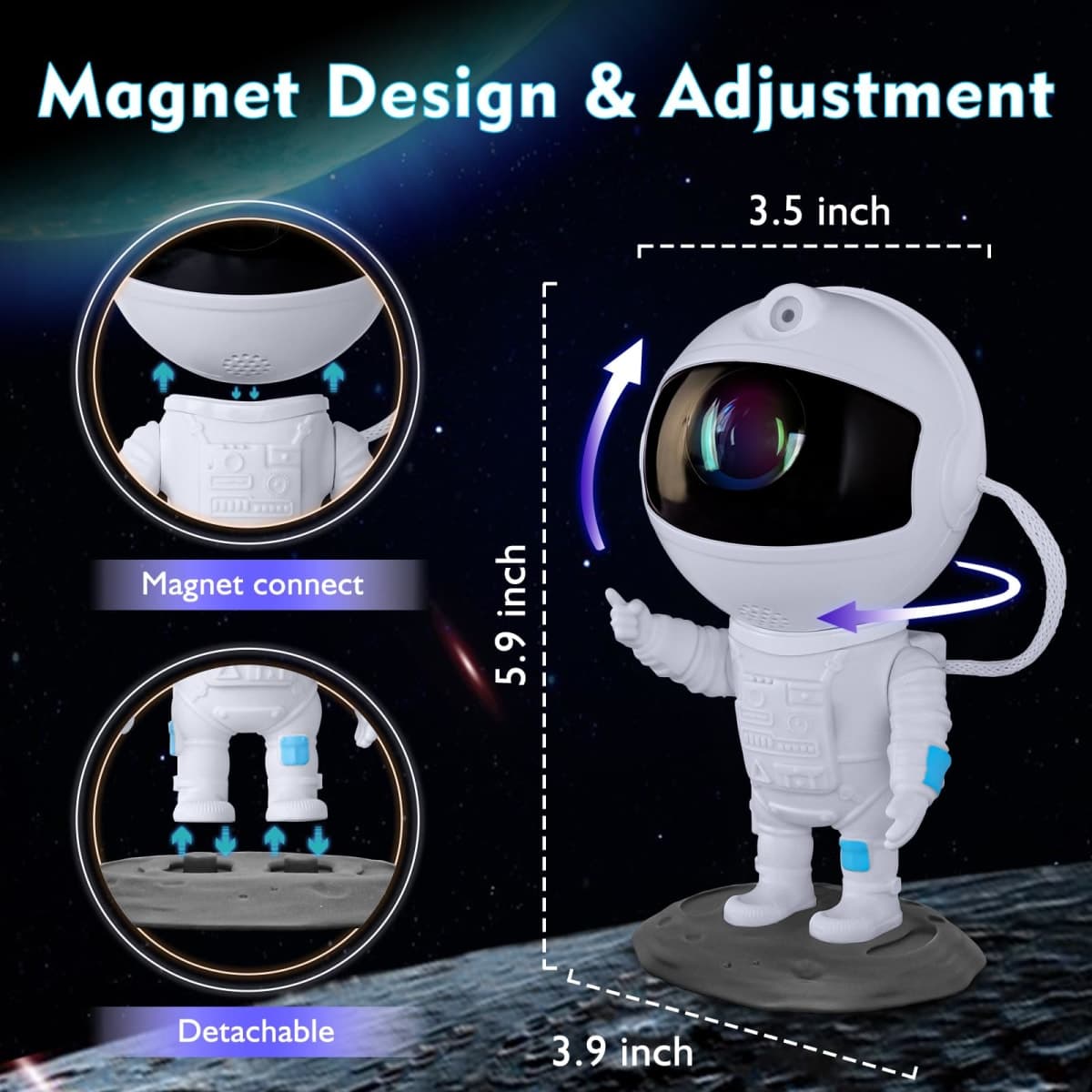 KKUP2U Astronaut Galaxy Projector, Star Projector, Astronaut Light Projector with 8 Colors LED Nebula, Starry Night Light Projector with Remote, Kids Room Decor, Gifts for Kids, Friends, thumbnail 5