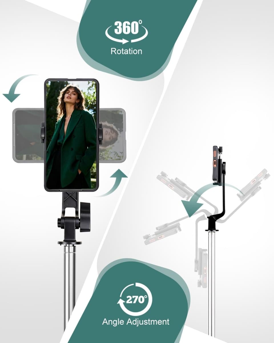 GBFETM 71 Inch Mobile Phone Tripod Selfie Stick for iPhone and Android Phone, Cell Phone Tripod with Wireless Remote Control thumbnail 4