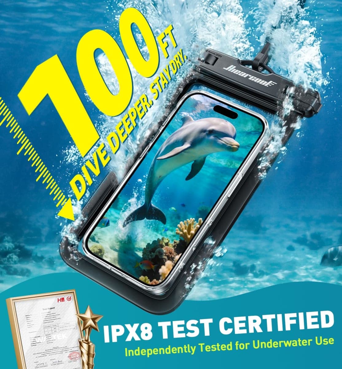 Hiearcool Universal Waterproof Phone Pouch, Waterproof Phone Case Compatible for iPhone 14 13 12 11 Pro Max XS Plus Samsung Galaxy S22 Cellphone Up to 7.2", IPX8 Cellphone Dry Bag for Vacation-2 Pack thumbnail 2