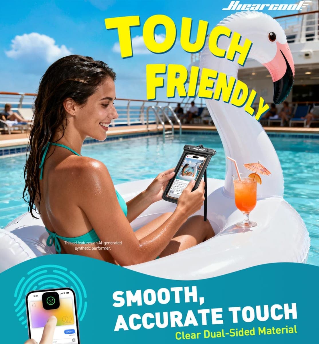 Hiearcool Universal Waterproof Phone Pouch, Waterproof Phone Case Compatible for iPhone 14 13 12 11 Pro Max XS Plus Samsung Galaxy S22 Cellphone Up to 7.2", IPX8 Cellphone Dry Bag for Vacation-2 Pack thumbnail 4