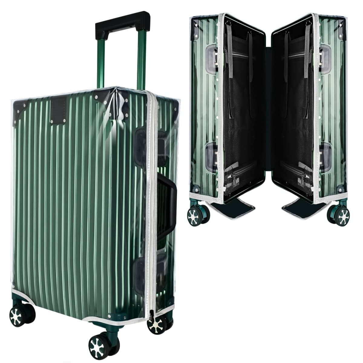 3 Pieces Thicken Clear Luggage Cover Protector, 20" 24" 28" PVC Luggage Covers for Suitcase Waterproof Dustproof Anti-Scratch Travel Suitcase Covers Case for Wheeled Luggage — image 1
