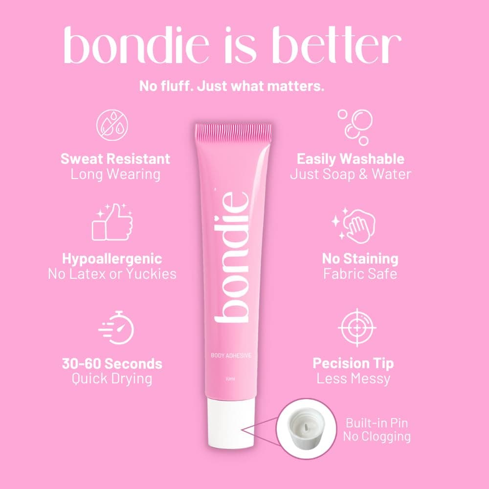 BONDIE Liquid Body Adhesive for Clothes - Fashion Tape Alternative for Low-cut Styles, Strapless Dresses and Work Blouses - Clothing Glue That Holds All Day - Sweat and Dance Proof, Fast Drying - 20ml thumbnail 3