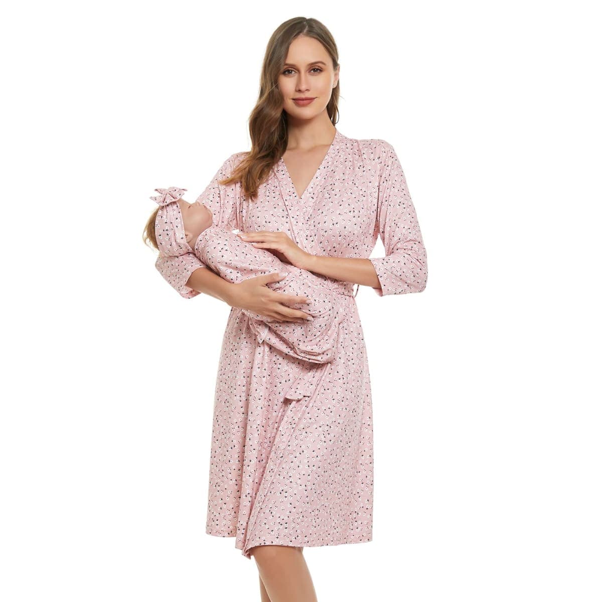 Mommy Robe for Maternity and Receiving Blanket Set ,Matching Mommy Robe — image 1