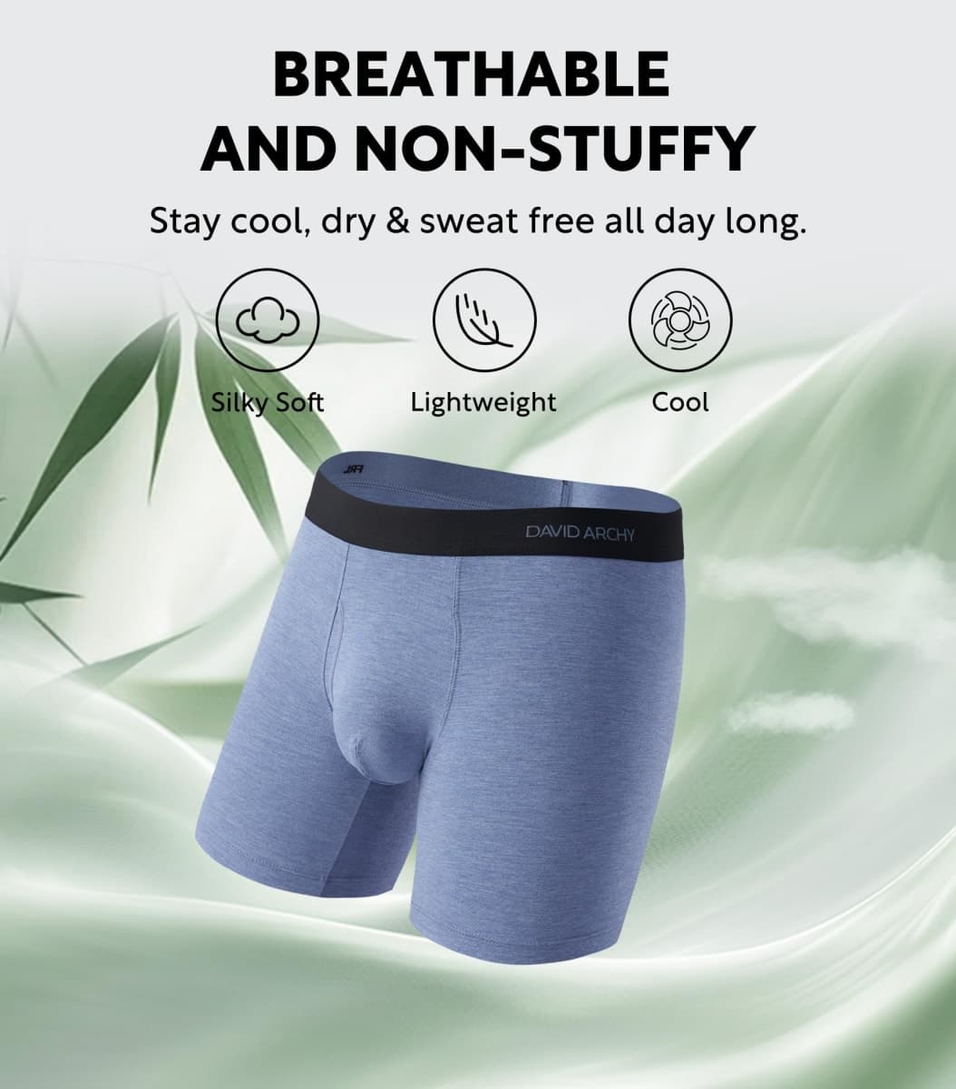 DAVID ARCHY Mens Underwear Rayon Made from Bamboo 7-Pack, Wicking-Moisture & Cool Boxer Briefs with Support Pouch, Seven Colors - 6.5'' in 7 Pack, Large thumbnail 3