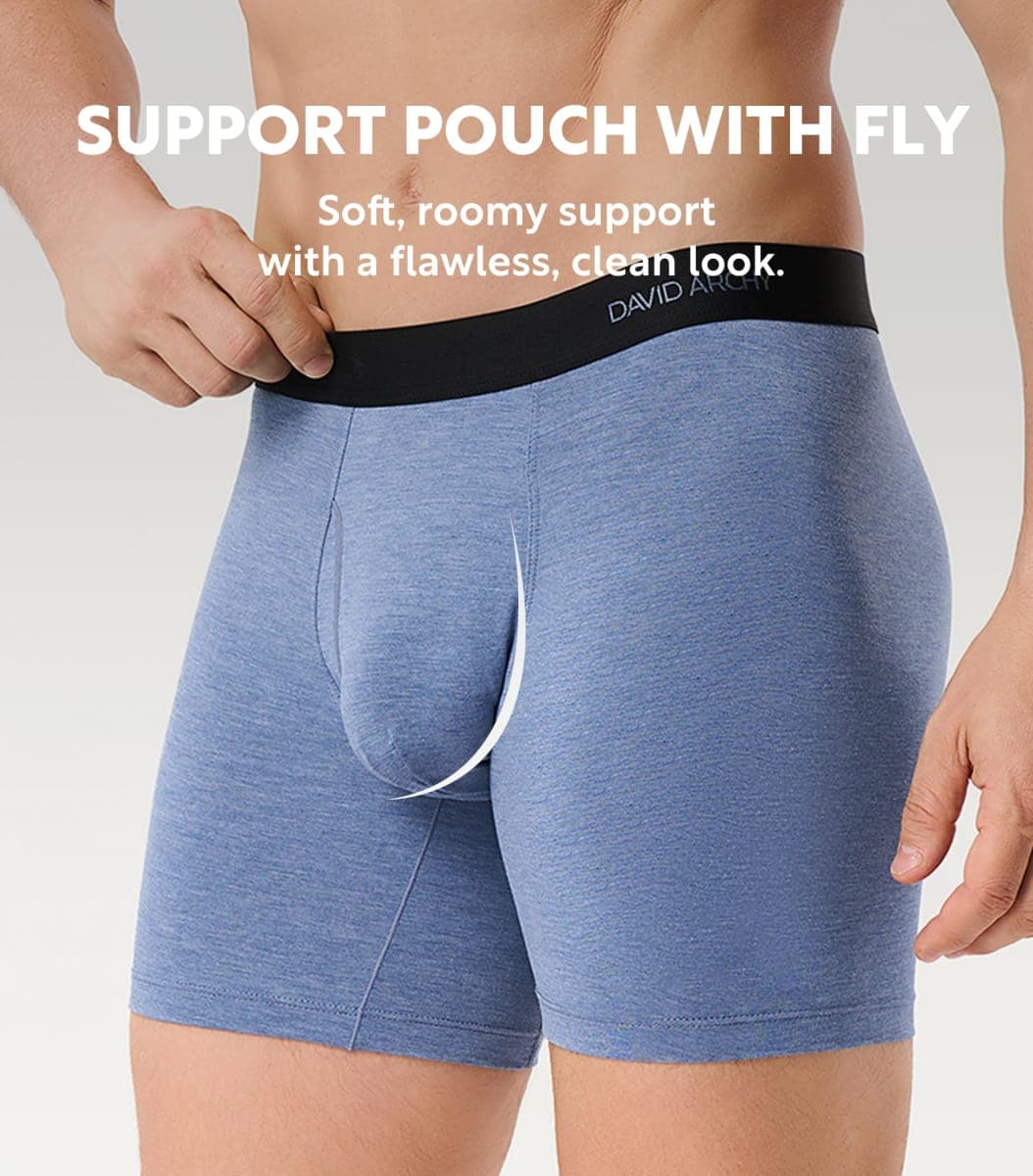 DAVID ARCHY Mens Underwear Rayon Made from Bamboo 7-Pack, Wicking-Moisture & Cool Boxer Briefs with Support Pouch, Seven Colors - 6.5'' in 7 Pack, Large thumbnail 4