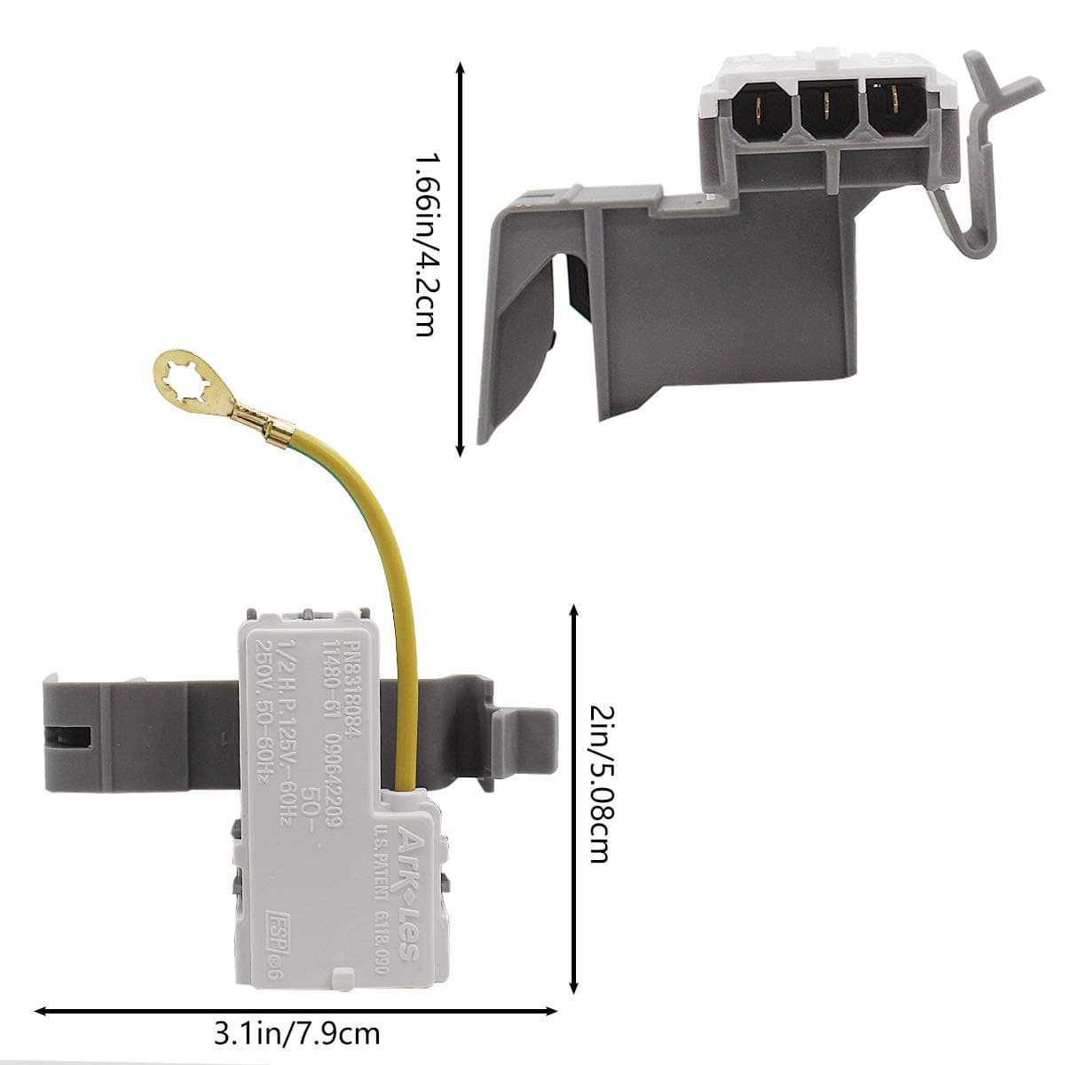 8318084 AP3180933 PS886960 Washer Door Lid Switch Kit Replacement Fits Whirlpool Roper Estate thumbnail 2