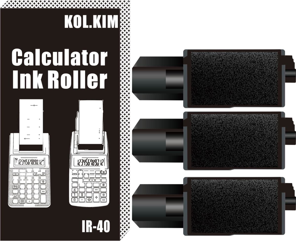 IR-40 Compatible Calculator Printer Ribbon Ink Roller Compatible for Casio HR-10RC HR-8TM Replacement Ink Rollers for Canon P1-DHV-3 P1-DH V CP16 IR40 IR30 NR40 PR40 IR40Bk IR-40B (Black, IR-40) — image 1