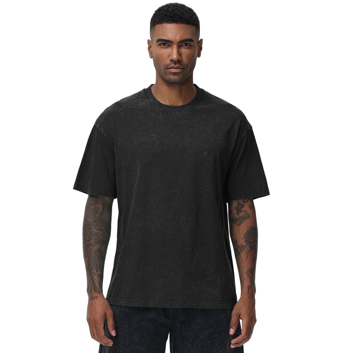 KEEPSHOWING Men's Cotton T-Shirts Oversized Unisex Short Sleeves Casual Loose Wash Solid Basic Tee Tops(A-Black 2XL) thumbnail 2