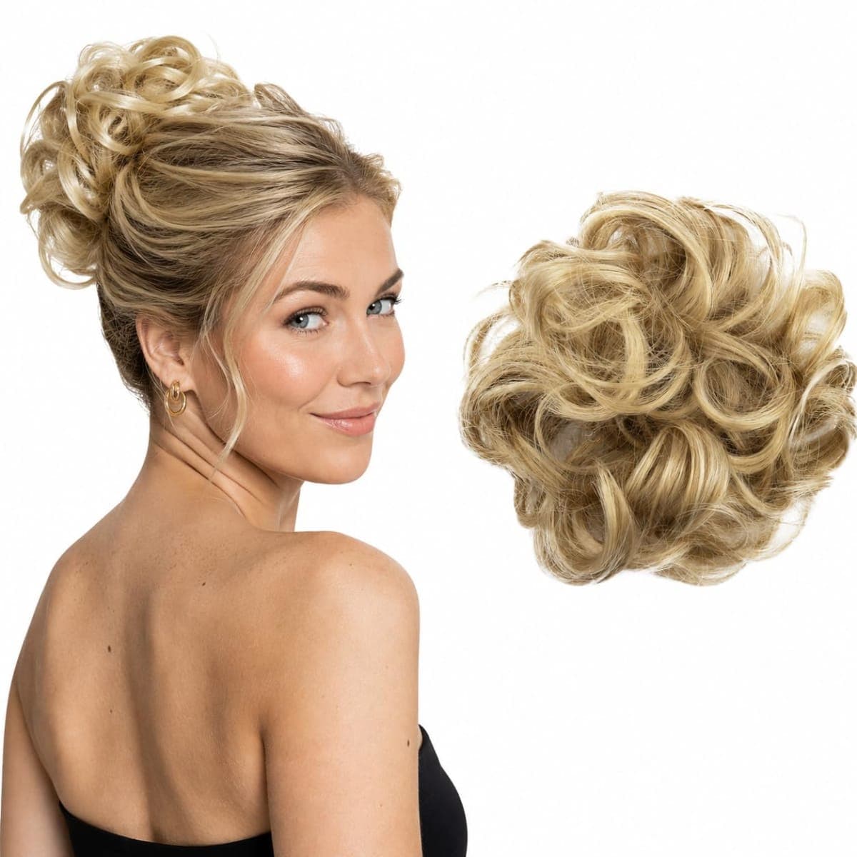 PRETTYSHOP Scrunchie Scrunchy Bun Up Do Hair piece Hair Ribbon Ponytail Extensions Wavy Curly or Messy Verious Colors (bleach blonde mix 86A/613 G28A) — image 1