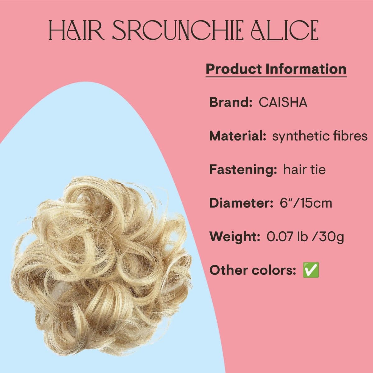 PRETTYSHOP Scrunchie Scrunchy Bun Up Do Hair piece Hair Ribbon Ponytail Extensions Wavy Curly or Messy Verious Colors (bleach blonde mix 86A/613 G28A) thumbnail 2