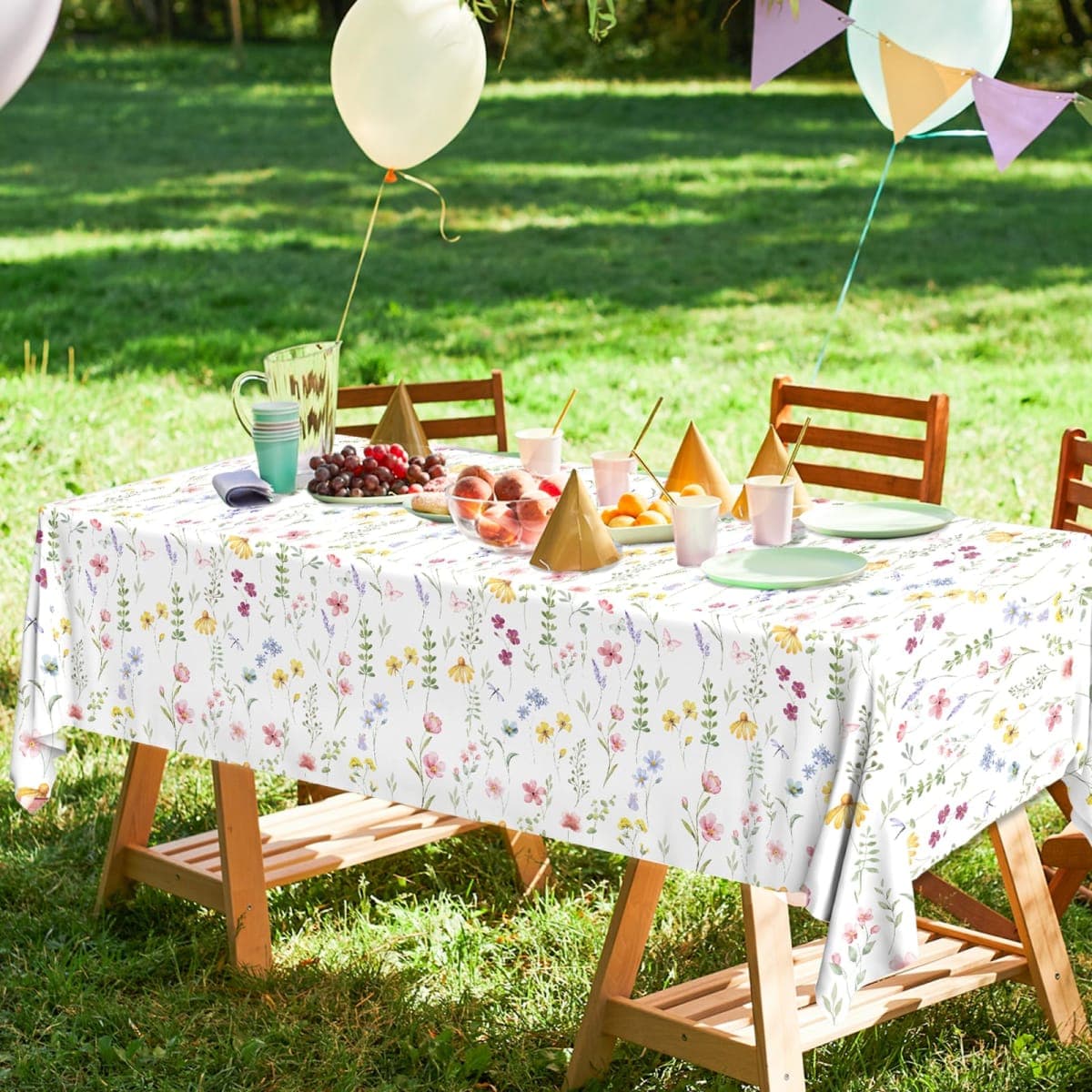 Juweked 3Pcs Colorful Wildflower Table Cloth Plastic Floral Table Cloth Flower Tablecloth Wildflower Party Decorations Butterfly Tablecloth Spring Tablecloths for Party Birthday Baby Shower Wedding thumbnail 4