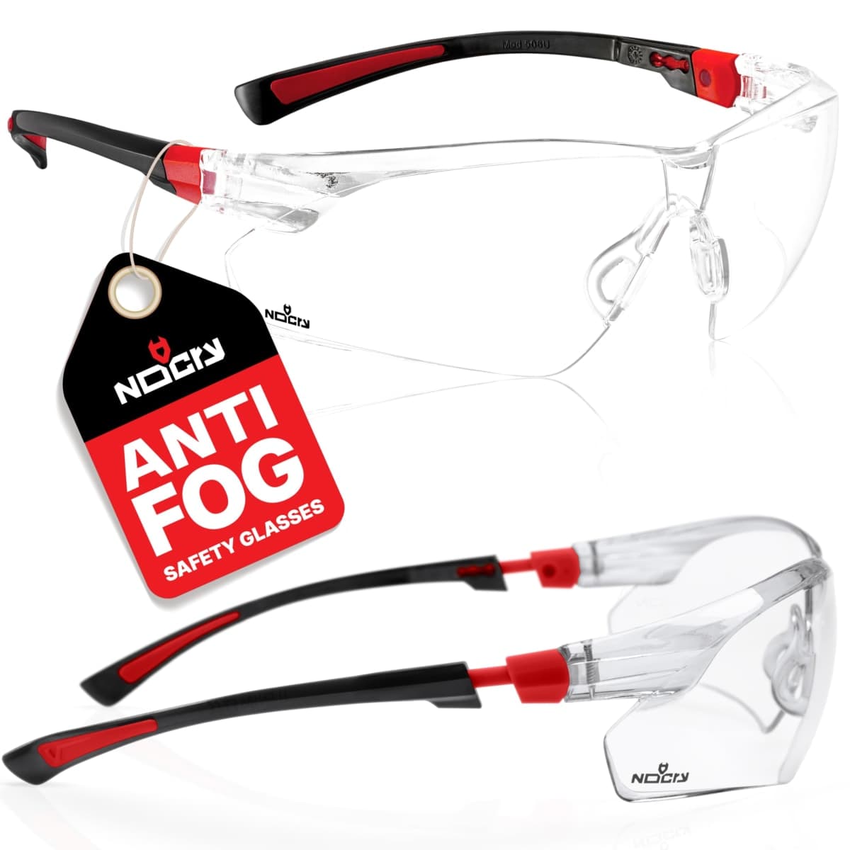 NoCry Clear Safety Glasses for Men and Women with Anti-Fog and Scratch Resistant Wrap Around Lenses, Adjustable Temples and Nose Pads — ANSI Z87 Certified Protective Eyewear with 100% UV Shielding — image 1