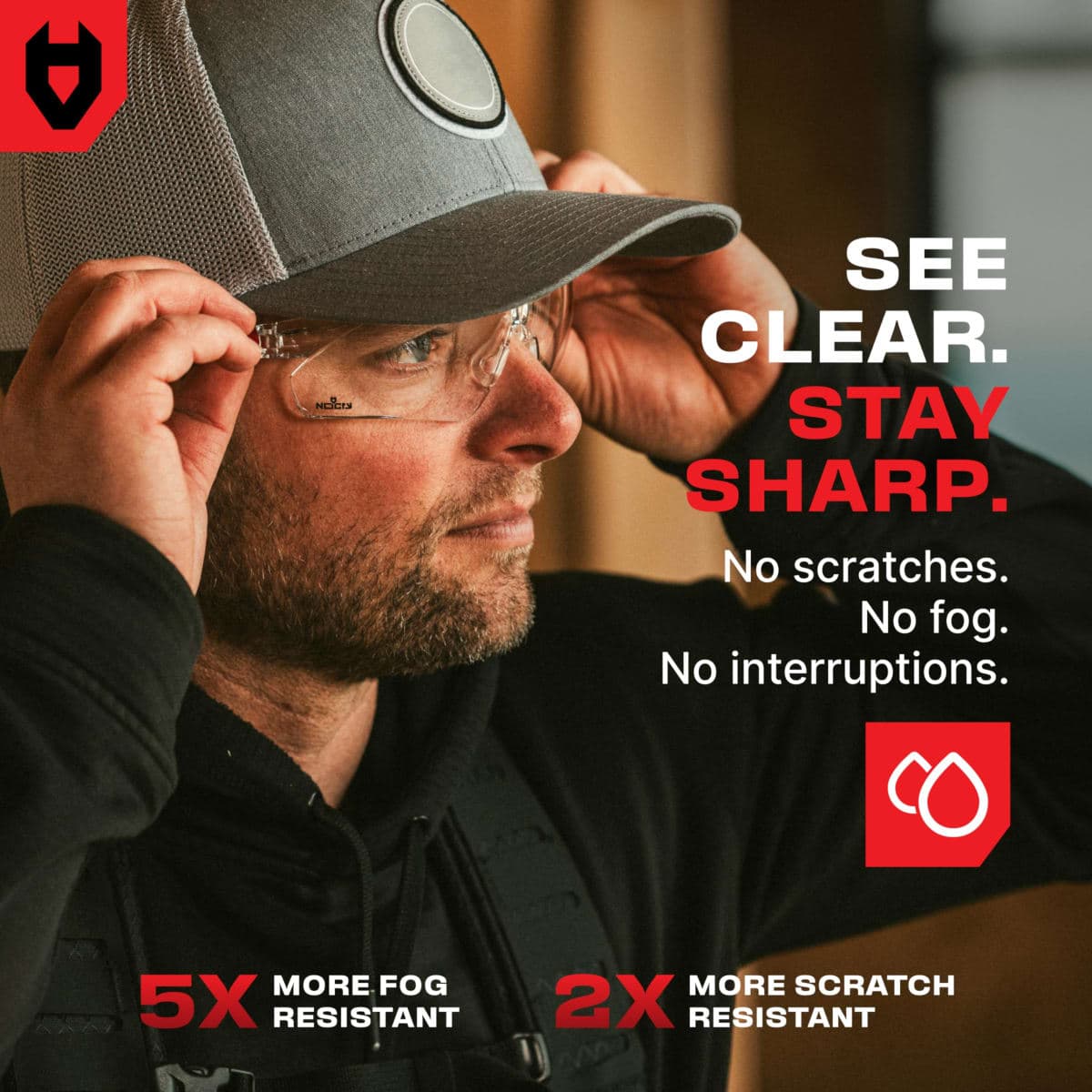 NoCry Clear Safety Glasses for Men and Women with Anti-Fog and Scratch Resistant Wrap Around Lenses, Adjustable Temples and Nose Pads — ANSI Z87 Certified Protective Eyewear with 100% UV Shielding thumbnail 3