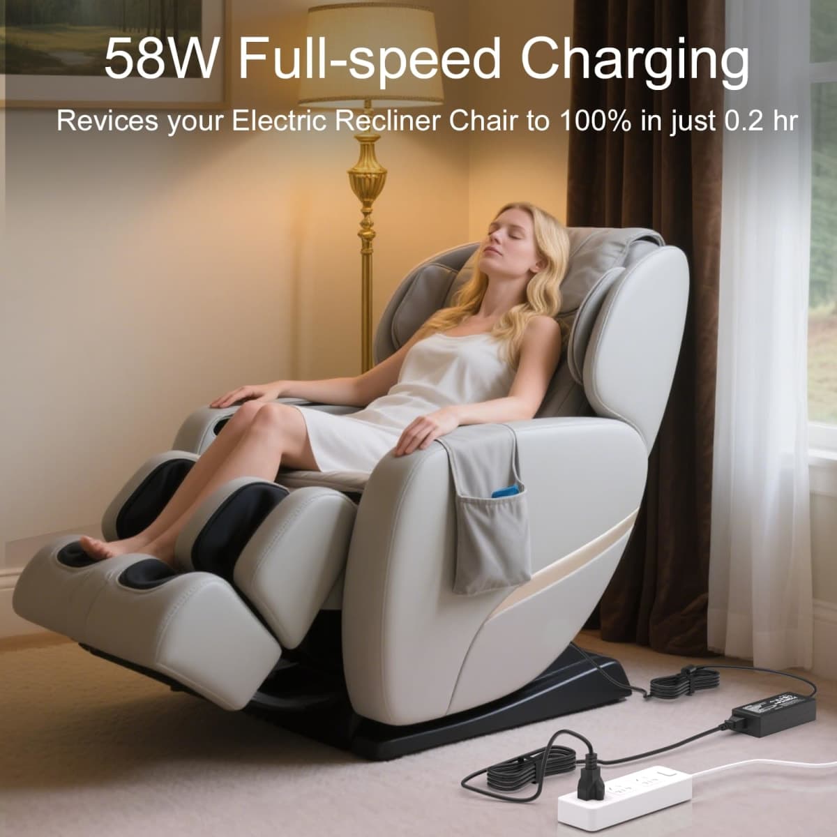 Power Cord for Electric Recliner Chair - 29V 2A Couch Power Cord Replacement, 2-pin Switching Power Supply Transformer Fit for Lift Chair, Recliner Sofa Limoss OKIN, Lazyboy, Adjustable Beds thumbnail 4