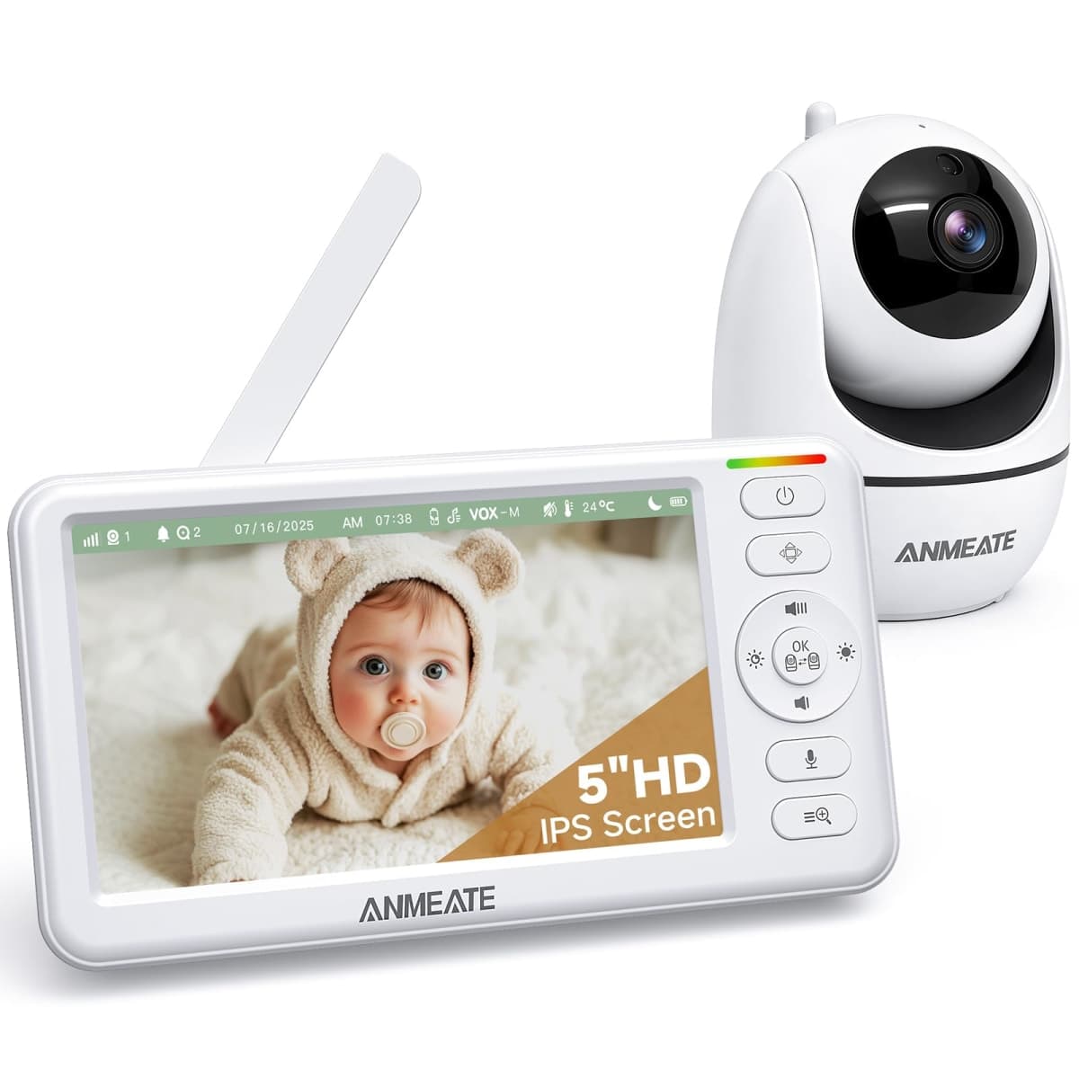 ANMEATE 5" HD Video Baby Monitor with Camera and Audio — image 1