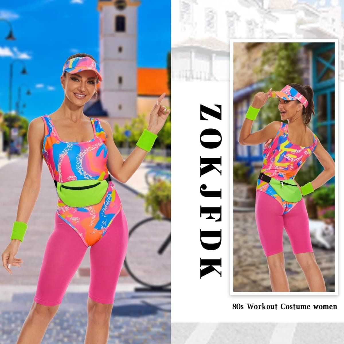 ZOKJFDK 80s Workout Costume for Women Halloween Cosplay Couples Outfits Swimwear Suit 80s 90s Workout Costume Outfit (X-Small) thumbnail 3