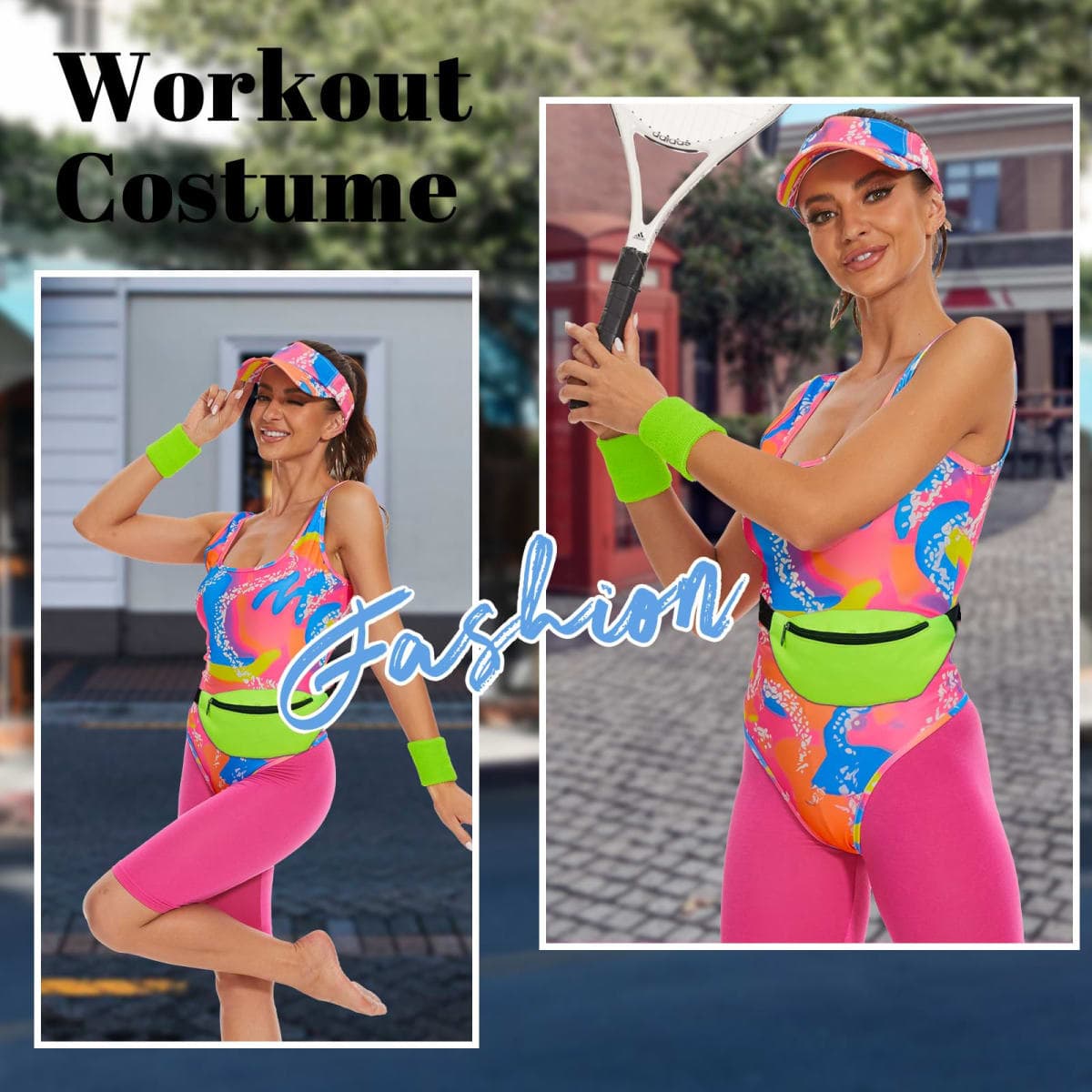 ZOKJFDK 80s Workout Costume for Women Halloween Cosplay Couples Outfits Swimwear Suit 80s 90s Workout Costume Outfit (X-Small) thumbnail 5