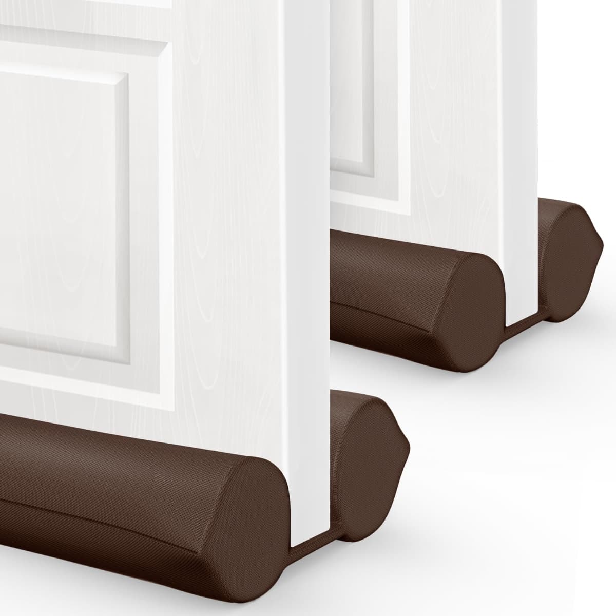 2 Pack Door Draft Stopper, 30" to 36" Under Door Bottom Gap Draft Noise Blocker, Adjustable Double(Twin) Door Seal Protector Guard for Cold Air, Wind, Sound, Light, Dust - Brown — image 1