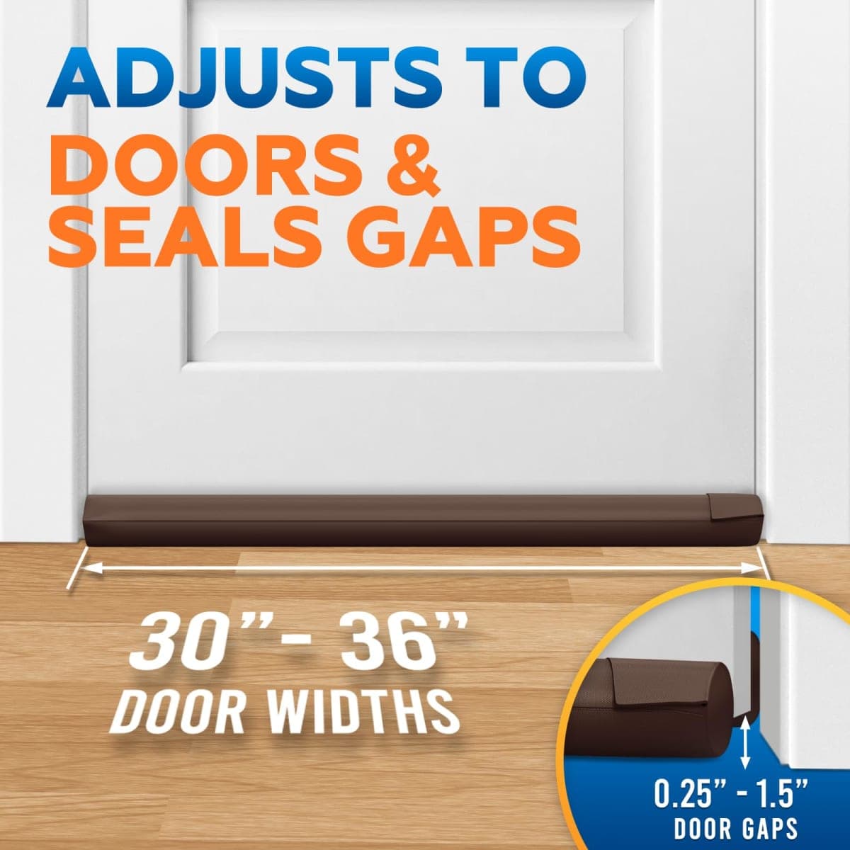 2 Pack Door Draft Stopper, 30" to 36" Under Door Bottom Gap Draft Noise Blocker, Adjustable Double(Twin) Door Seal Protector Guard for Cold Air, Wind, Sound, Light, Dust - Brown thumbnail 4