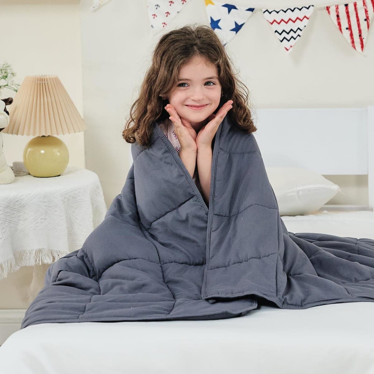 Weighted Blanket (7 lbs, 41" x 60", Grey) Cooling Heavy Blanket for Sleeping Perfect for 60-90 lbs, Breathable Blanket with Premium Glass Bead,Machine Washable — image 1