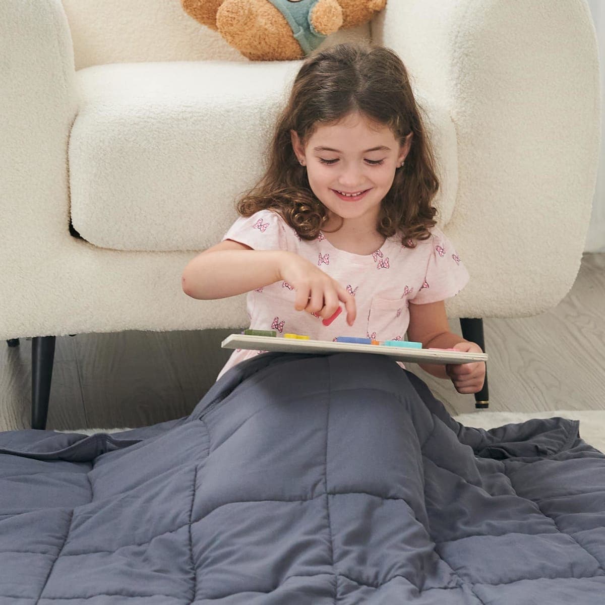 Weighted Blanket (7 lbs, 41" x 60", Grey) Cooling Heavy Blanket for Sleeping Perfect for 60-90 lbs, Breathable Blanket with Premium Glass Bead,Machine Washable thumbnail 2
