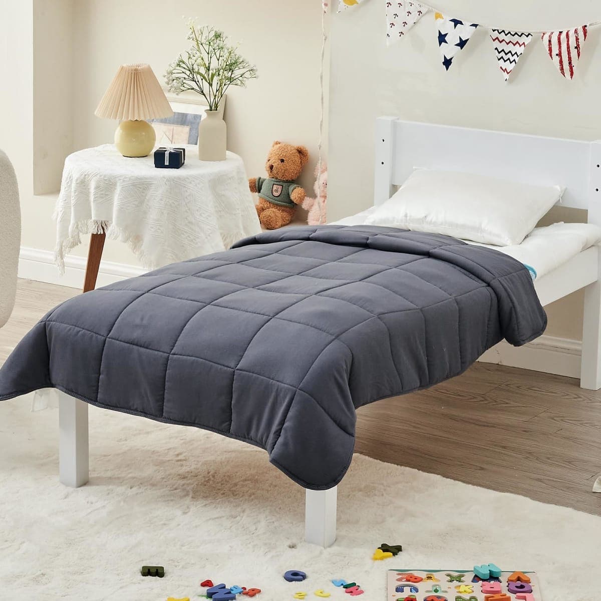 Weighted Blanket (7 lbs, 41" x 60", Grey) Cooling Heavy Blanket for Sleeping Perfect for 60-90 lbs, Breathable Blanket with Premium Glass Bead,Machine Washable thumbnail 4