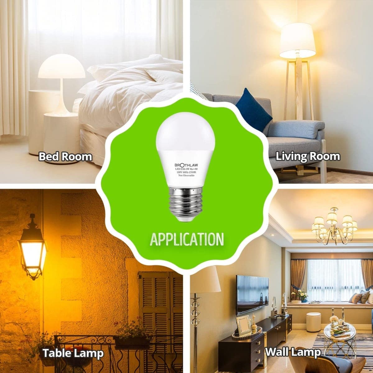 Brothlaw 25 Watt Equivalent Light Bulbs, A15 LED Light 3W E26 Base 2700K Warm White Low watt Light Bulbs,Nightstand Light Bulb, Table Lamp Bulb, 4 Pack thumbnail 2